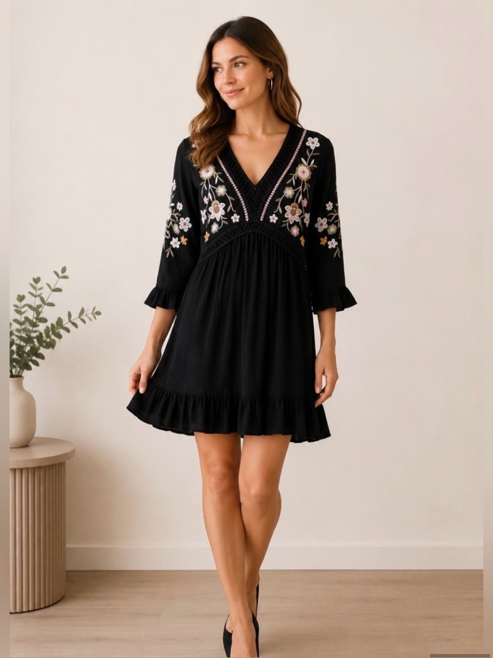 Francesca’s Audrey Parks Embroidered Dress